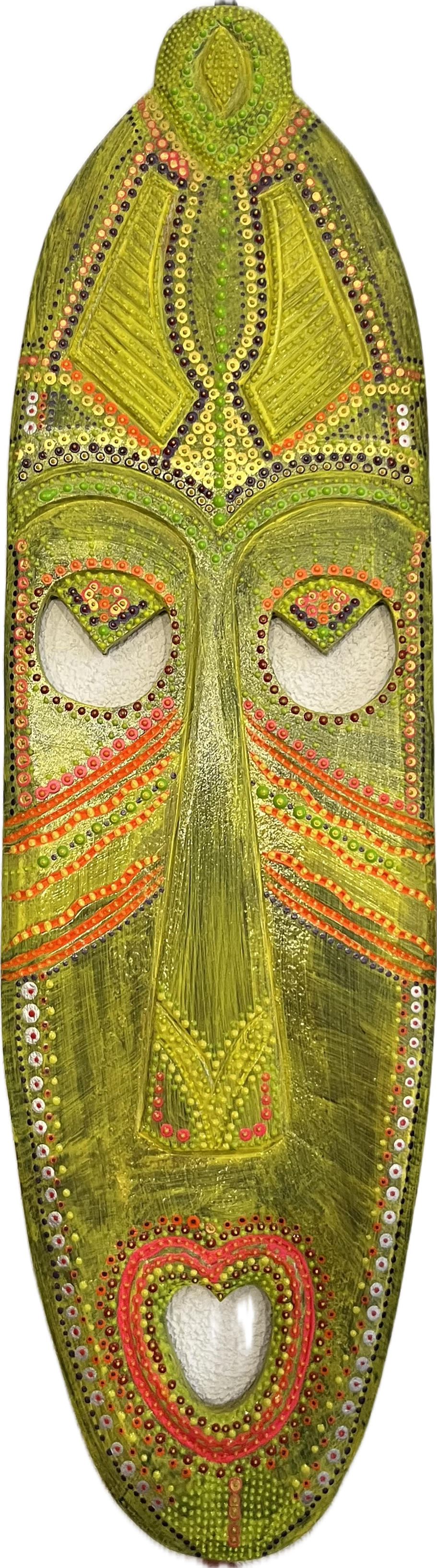 Unikatowa ręcznie zdobiona maska drewniana – artystyczna dekoracja ścienna | OOAK